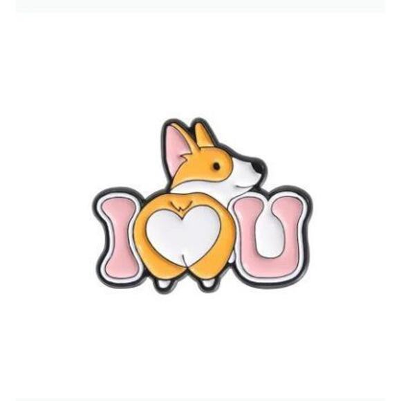 "I ❤️U" corgi enamel pin- NEW! I love you dog pup - Picture 1 of 1